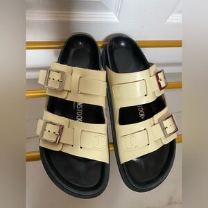 Birkenstock Yellow Sandals with Silver Buckles women size 11